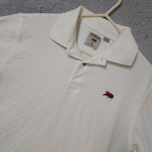 Perlis Polo Shirt Mens Medium Crawfish Logo Short Sleeve White New Orleans Golf